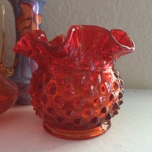 Small Fenton amberina hobob.I am no longer collecting hobnob pattern